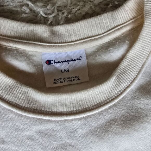 CHAMPION Essential Pullover Swestshirt In  Cream Size Large Unisex - Picture 7 of 12